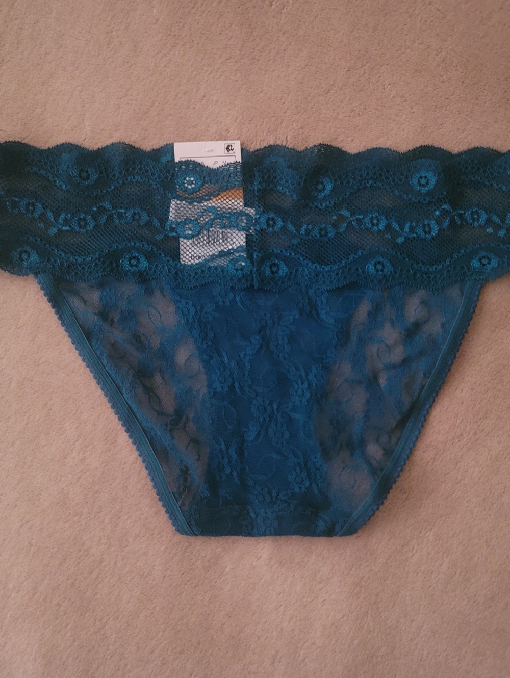 B.Tempt'd By Wacoal Lace Kiss Bikini Teal Panty Size Small - Picture 4 of 4